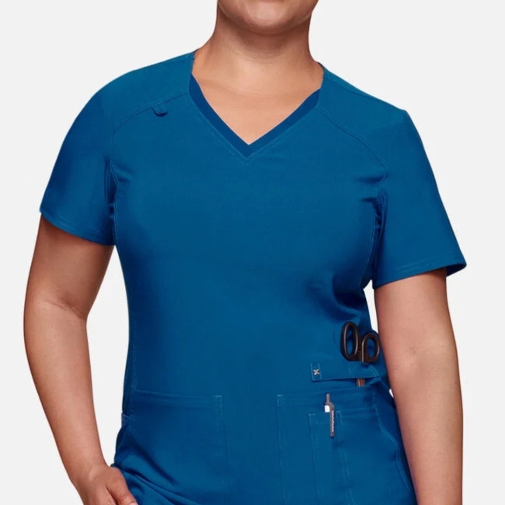 Cherokee Women's Short Sleeve V-Neck Top - Blue